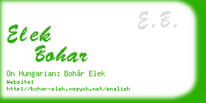 elek bohar business card